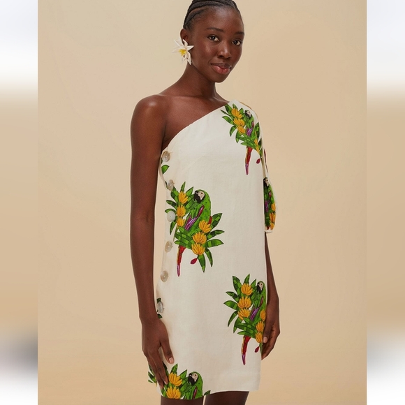 Dresses & Skirts - FARM Rio One Shoulder Parrot Mini Dress
